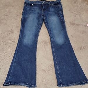 Express Women's Dark Blue Flare Jeans